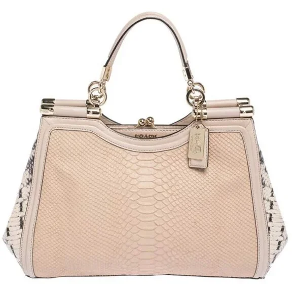 Coach Coach Blush Pink Python Embossed Leather Madison Pinnacle Carrie Tote - Picture 5 of 16